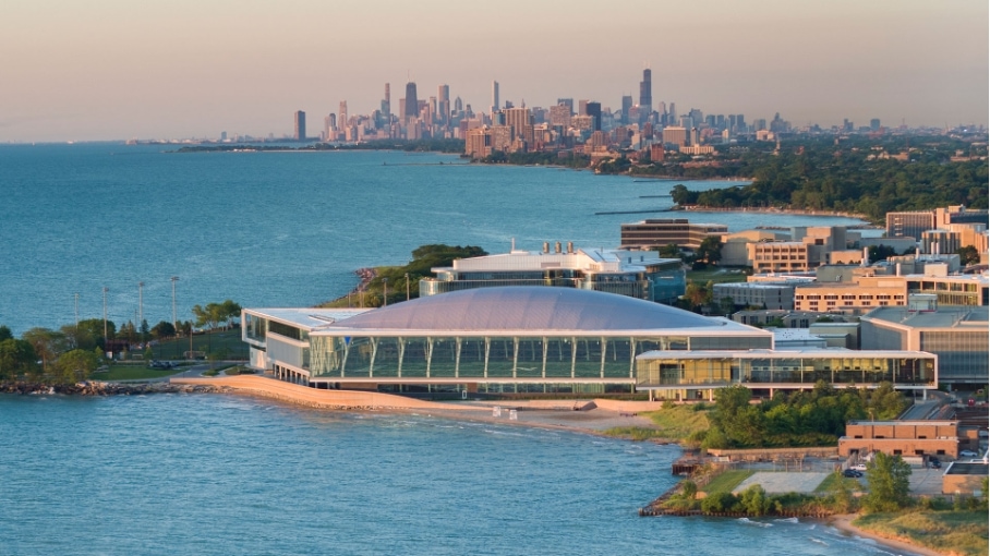 Sunset over the Northwestern University lakefront