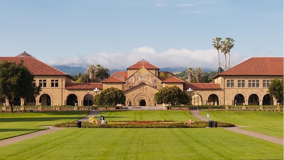 Panoramic view of Stanford University's main quad