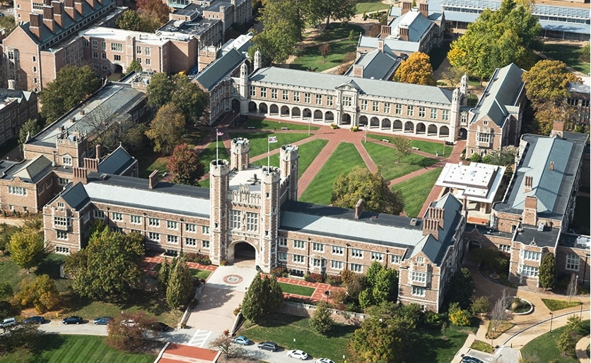 Washington University's iconic arch entrance