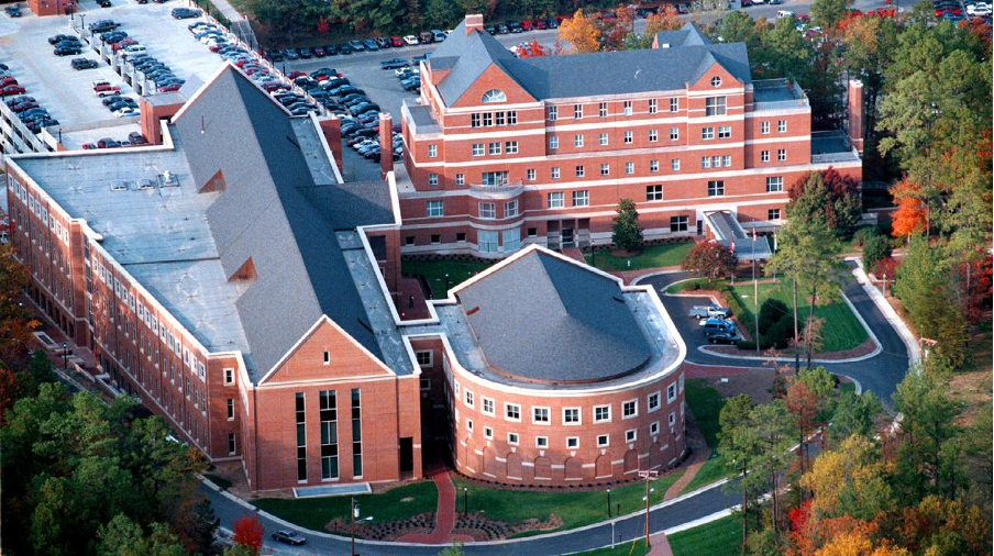 Aerial view of the Kenan-Flagler Business School campus