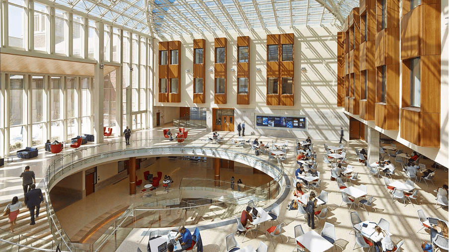Inside the atrium of Olin Business School