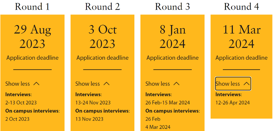 Cambridge Judge MBA application deadlines for 2023 and 2024