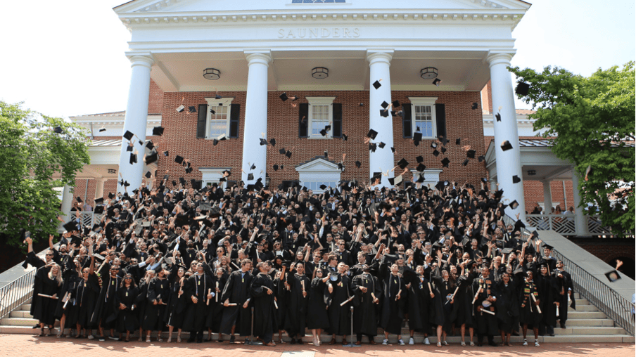 Graduating students celebrating at Darden School of Business