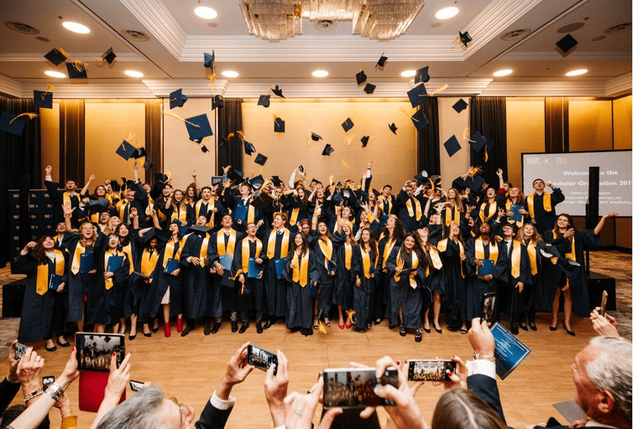 ESCP MBA graduates celebrating at graduation ceremony