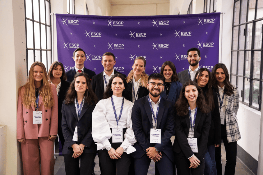 Group photo of ESCP MBA students at an event