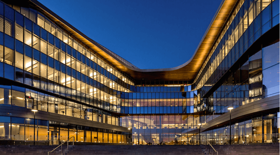 Modern architecture of the Kellogg School of Management's Global Hub