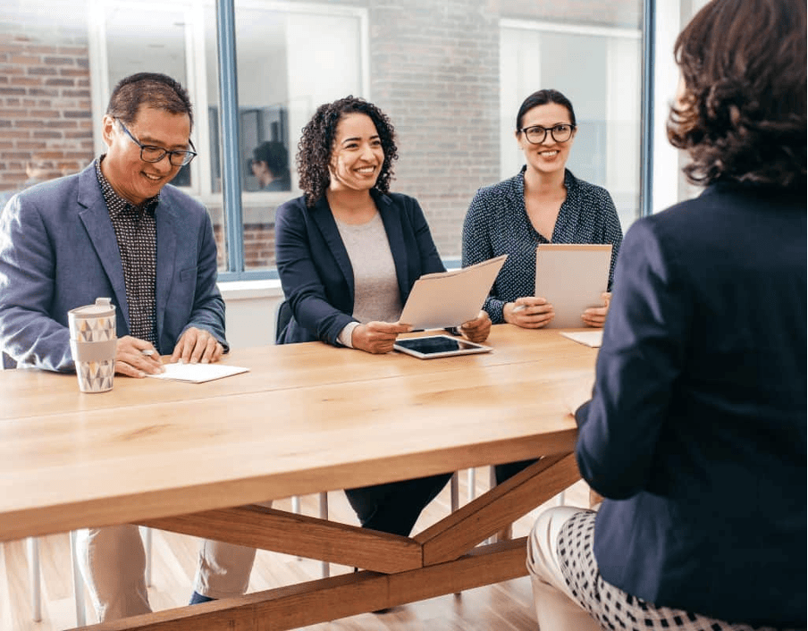 Applicants in a personal interview for the ESCP MBA program