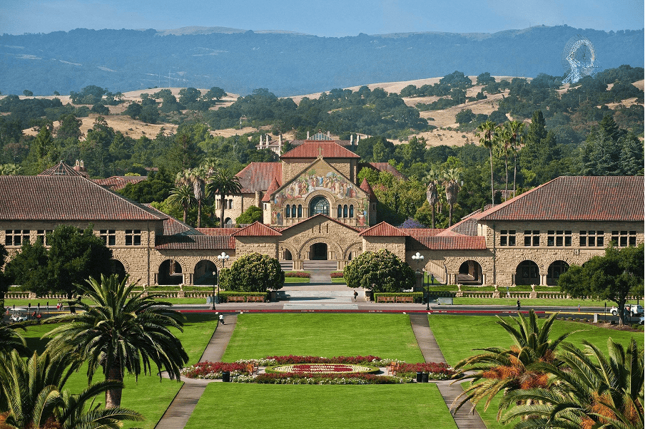 Aerial view of Stanford Graduate School of Business campus